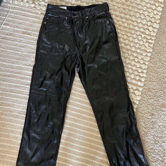 Gap Sky High Rise Faux-Leather Cheeky Straight Pants - Petite - Picture 1 of 2